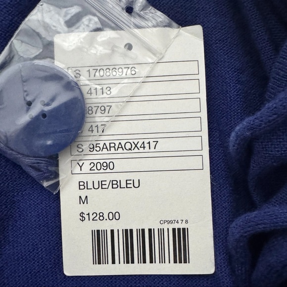 MOTH Sweater Womens Medium Royal Blue Big Button Ruffle Front Madison Cardigan - Picture 7 of 10